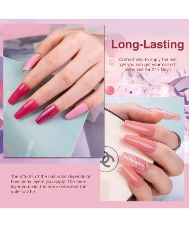 Pink Gel Nail Polish Set - 6 Nude & Pastel Pink Colors | Glitter UV Gel Polish Kit for Women | Soak Off, LED-Curable | DIY Home Manicure Gift - Buy Online on GoSupps.com