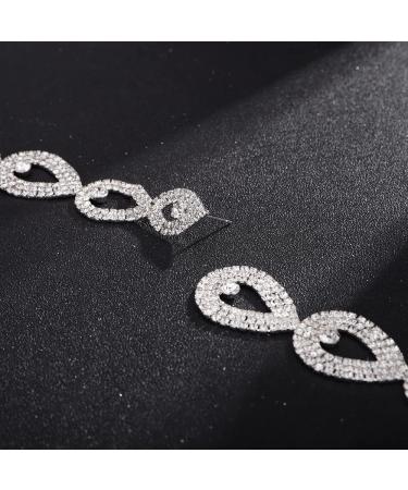 Denifery Rhinestone Chandelier Tassel Drop Earrings - Teardrop Crystal Studs for Wedding Bling - Silver Dangling Statement Earrings for Women - Buy Online on GoSupps.com