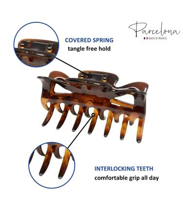 Parcelona French Classic Tortoise Shell Brown Celluloid Jaw Claw Hair Clip for Women - Made in France - Buy Online on GoSupps.com