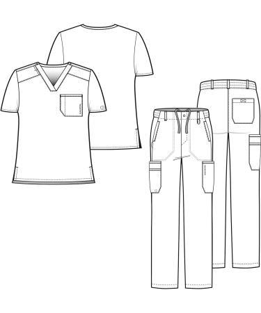 WonderWink PRO Men's V-Neck Top & Cargo Pant Scrub Set + Badge Reel in Galaxy Blue - 3X-Large Top / 4X-Large Pants - Buy Online on GoSupps.com