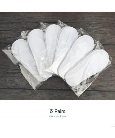 6 Pairs White Disposable Spa Slippers | Summer Cotton, Non-Slip, Breathable | Men and Women - Great for Hotel Guests and Travel - Buy Online on GoSupps.com