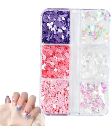 Shakven 3D Nail Charm 6-Colors Flower Sequin Spring Nail Charm Manicure | 3D Cherry Blossoms Petals Flower Sequin for Women Nail Decoration - Buy Online on GoSupps.com
