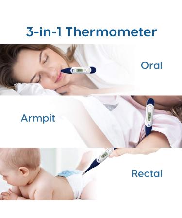 LAEEKCKC Femometer Digital Thermometers Oral Thermometer Adults Kids Babies Accurate Switchable Body Temperature Thermometer (dark blue) - Buy Online on GoSupps.com