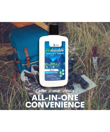 Biodegradable Organic 2-in-1 Shampoo & Body Wash | 8 oz Bottle | For Fresh & Salt Water | No Dyes or Fragrances | Travel Size - Buy Online on GoSupps.com
