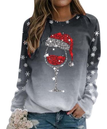 Women's Christmas Snowman & Penguin Print Sweatshirt - Cozy Xmas Jumper - Grey XXL - Buy Online on GoSupps.com