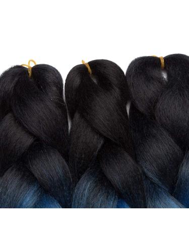 Buy Tess Braids Extensions - 60cm Jumbo Kanekalon Hair Braids (3 Pack: Black/Blue/Pink) for Box Braids - 100g Bundles - Ombre Hair Extensions - Buy Online on GoSupps.com