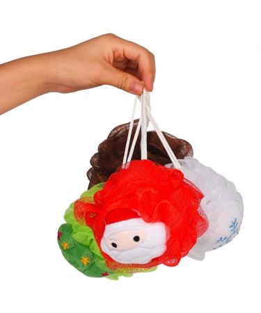 MFUOE 4 Pieces Christmas Bath Sponges Exfoliating Bath Sponges for Shower Santa Claus Christmas Tree Elk Snowflake Pattern Bath Sponge for Scrubbies That Remove Excess Oil and Dirt - Buy Online on GoSupps.com