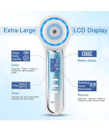 Rechargeable Blackhead Remover Vacuum & Facial Cleansing Brush - LCD Screen, Waterproof, Exfoliating & Massaging - Gradient Blue - Buy Online on GoSupps.com