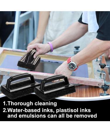 6 Pcs Screen Printing Scrub Pad with Black Handle - Chemical Resistant Scrub Brush for Cleaning Mesh Frames - Screen Printing Supplies - Buy Online on GoSupps.com