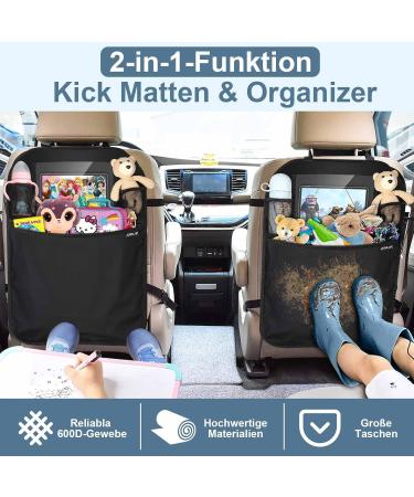 Ezilif Backrest Protection for Cars | Waterproof Car Seat Organizer for Kids | 2-Piece Kick-Mat with Tablet Pocket - Buy Online on GoSupps.com