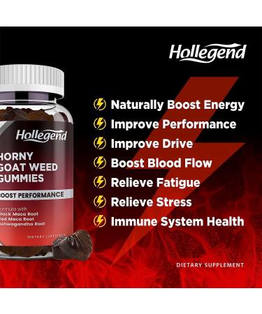 Horny Goat Weed Gummies 1000mg with Maca & Ashwagandha - Natural Energy Boost for Men & Women - Vegan - 120 Chewables - Buy Online on GoSupps.com
