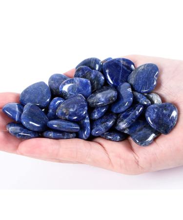 XIANNVXI 20 Pcs Blue Sodalite Crystal Heart Stones Natural Sodalite Crystal Blue Crystals Healing Gemstones Reiki Palm Stones for Meditation Energy Balancing