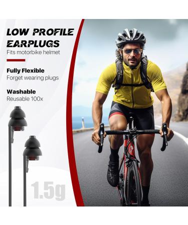 Naiicute Motorcycle Earplugs with Band - 2 Pairs Soft Silicone Hearing Protection -25dB Noise Reduction Transparent Black for Riders & Tourists - Buy Online on GoSupps.com