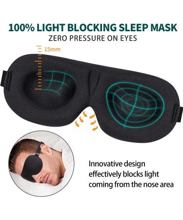3D Night Sleep Mask for Back and Side Sleeper | 100% Light Block Out | Ultra Light Travel Eye Cover in Black - Buy Online on GoSupps.com