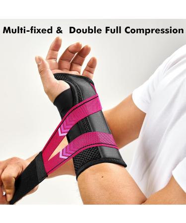 FREETOO Fitted Wrist Brace for Carpal Tunnel Relief - Adjustable Night Support with Metal Splint for Arthritis & Tendonitis - Right/Left Hand Size S/M (13-20CM) - Black Red - Buy Online on GoSupps.com