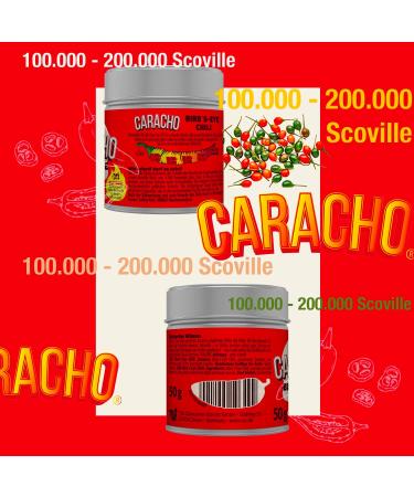 CARACHO Bird Eye Chilli Flakes 50g - 3 Pack - 100% Extremely Spicy - Chilli Powder in Metal Spice Tin / Scoville: 100 000-200 000 - Buy Online on GoSupps.com