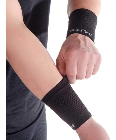 Compression Wrist Sleeves | Relieve Carpal Tunnel & Arthritis | Lightweight Medium Size (1 Pair) - Midnight Black - Buy Online on GoSupps.com