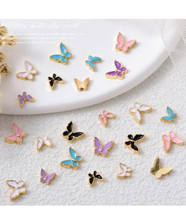 FEIlei 5Piece Colorful Metal Butterfly Nail Decoration Butterfly Charm for DIY Manicure - Buy Online on GoSupps.com