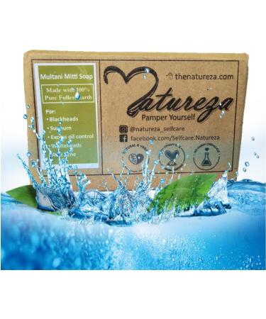 Natureza Organic Multani Mitti soap Bentonite Clay soap Fuller's Earth Soap for Blackheads Oily Skin 90g - Buy Online on GoSupps.com