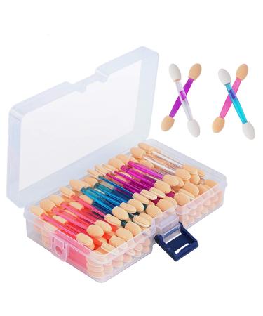 Cuttte 120PCS Disposable Dual Sides Eye Shadow Sponge Applicators with Container, 4 Colors Eyeshadow Brushes Makeup Applicator