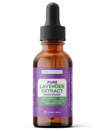 Lavender Extract for Baking & Drinks (1oz) By Kate Naturals. 100% Natural & Vegan Lavender Flavoring. Delicious Gluten Free Food-Grade Edible Lavender Oil. Culinary Lavender Extract for Cooking