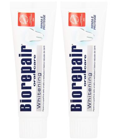 Biorepair: Whitening Toothpaste with microRepair * 2.5 Fluid Ounce (75ml) Tubes (Pack of 2) * Italian Import