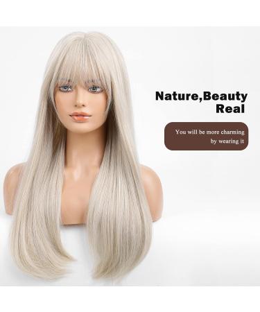 HAIRCUBE Long Grey Wigs for Women - Stylish Straight Wig with Highlights for Daily Wear - Buy Online on GoSupps.com