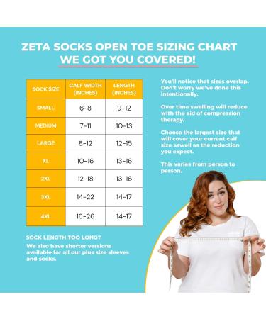 Zeta Wear Compression Stockings for Women - Comfortable Support for Thick Calves Open Toe Black Large Cuffs - Ideal for Swelling Relief - Buy Online on GoSupps.com