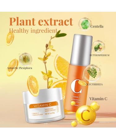 Vitamin C Face Mist&Vitamin C Cream Hydrating Face Mist&Anti Aging Cream Set Vitamin C Serum for Face Relieves Redness Skincare Set Brighten&Improve Uneven Skin Relieves Dark Spots Spray Moisturiser - Buy Online on GoSupps.com