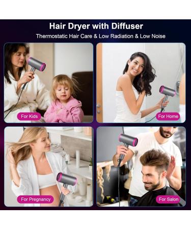 1800W Professional Salon Hair Dryer | Fast Drying Anion Technology with Diffuser & Nozzles | Portable & Foldable for Home Use - Buy Online on GoSupps.com