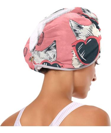 Shop Cat Sunglasses Pink Hair Towel 2 Pack | Super Absorbent Quick Dry Hair Turbans for Women & Girls - Buy Online on GoSupps.com
