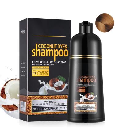 Light Brown Hair Dye Shampoo 3 in 1 Coconut Hair Color Shampoo for Men Women Gray Hair Coverage - Herbal Brown Shampoo Colors in 15 Minutes  Natural Long Lasting Brown Hair Dye 16.9 Fl Oz (Light brown)