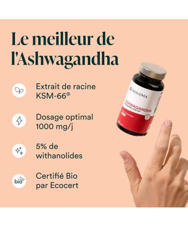 NOVOMA Ashwagandha KSM-66 1000 mg Anti-Stress & Sleep 5% Withanolides 60 Vegan Capsules Made in France - Buy Online on GoSupps.com
