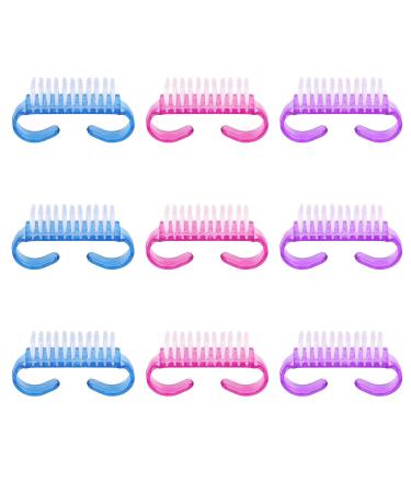 9 piece handle nail brush plastic hand brush nail scrubber cleaning brush hand beauty brush mini brush head suitable for nails pet teeth
