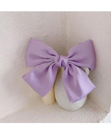 Bow Hair Clip Set for Women - 2pcs Big Bowknot Hairpins with Ribbon | French Hair Barrettes in Solid Black White | Soft Satin Silky Hair Accessories for Girls - Buy Online on GoSupps.com