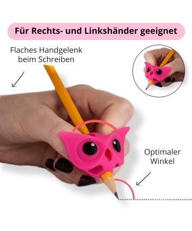 Riyeotree 3x Pen Owner - Ergonomic Writing Aid for Kids | Perfect Pencil Support for Left & Right-Handed Children in Pink Orange & Purple - Buy Online on GoSupps.com