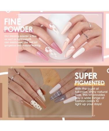 Gellen Dip Powder Nail Set - 12 Pcs Nude Grays Glitters Fall Winter Colors - Starter Kit for French Nail Art - No Lamp Needed - Buy Online on GoSupps.com