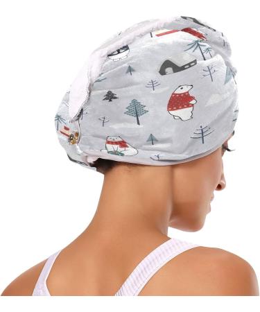 Cute Cartoon Polar Bear Dry Hair Cap & Quick Drying Towel Set | Super Absorbent Soft & Comfortable | Perfect for Home & Travel - Buy Online on GoSupps.com