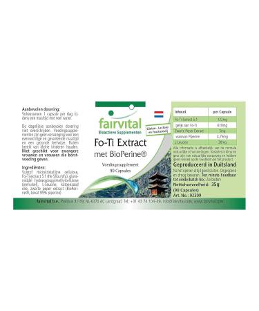 Fairvital Fo-Ti Extract with BioPerine - High Dose He Shou Wu - Vegan - 90 Capsules | Premium International Shipping - Buy Online on GoSupps.com