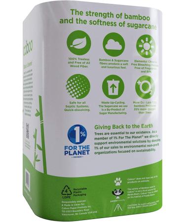 Caboo Bamboo Toilet Paper - Eco-Friendly, Septic Safe, 2-Ply, 300 SheetsRoll, 12 Count - Buy Online on GoSupps.com