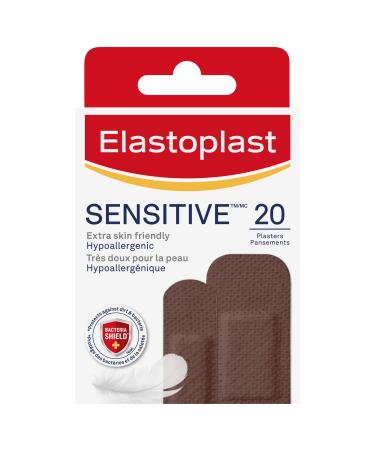 Elastoplast Sensitive Hypoallergenic Plasters Dark (20 Pieces) Plasters for Painless Removal Soft and Breathable Fabric Plasters Dark Skin Tone Sensitive Plasters