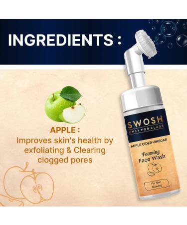 SWOSH Apple Cider Vinegar Foaming Face Wash for Acne-Prone Skin | Paraben-Free Sulfate-Free Built-in Brush | 100 ml - Shop Internationally - Buy Online on GoSupps.com