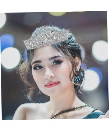 Bridal Crown Rhinestone Barrette Wedding Headdress Women Masquerade Headband Crystal Hair Hoops Bridal Forehead Headpiece Rhinestone Hair Accessory White Alloy Prom Hairpin Bride 16.5x11cm White - Buy Online on GoSupps.com
