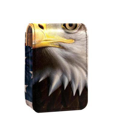 Travel Lipstick Organizer Case Lipstick Case Portable Makeup Bag With Mirror American Eagle on American Flag N172s1dzhm
