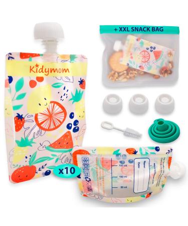 Quetschies for self-filling 150ml set of 10 reusable squeezing bags for baby/children for meals compote/puree refillable and washable BPA-free + 1 reusable snack bag XL - Buy Online on GoSupps.com