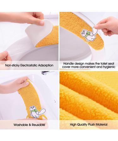 Hadeeong 4Pairs Plush Warm Toilet Seat Cover - Washable & Reusable Seat Pads Cushion for Winter - Fits Most Toilet Seats - Panda Design - Buy Online on GoSupps.com