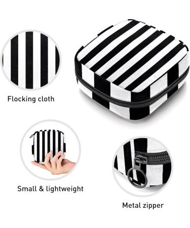 GIAPB Period Bag - Sanitary Napkin Storage & Travel Makeup Bag | Black White Stripe Pattern - Color1879 - Buy Online on GoSupps.com