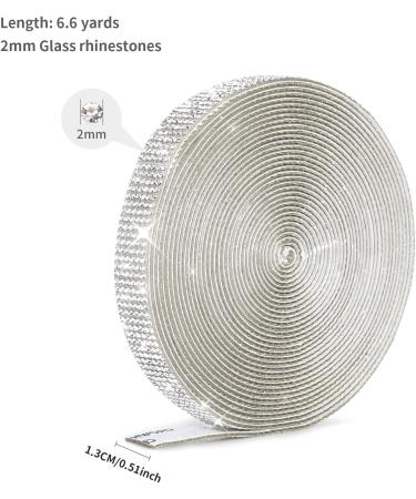 Self Adhesive Rhinestone Strips Tape - Silver Crystal Ribbon for DIY Event Decor - 2mm Rhinestones - 0.51inch X 6.6 Yards - Buy Online on GoSupps.com