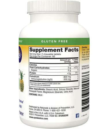 Symbiotics Colostrum Plus Chewables - Pineapple Flavor (120 Tabs) | Immune Support & Gut Health - Buy Online on GoSupps.com
