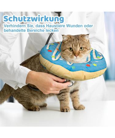 Halinuia Donut Halskrause Cat Collar | Adjustable Soft Anti-Bite Protective Collar for Kittens & Puppies - Post-Surgery & Injury Recovery (Blue M) - Buy Online on GoSupps.com